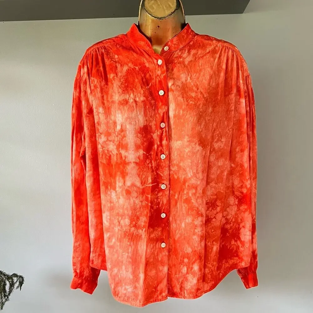 Raquel Allegra set, tie dyed matching pants shirt set,  ripple satin USA